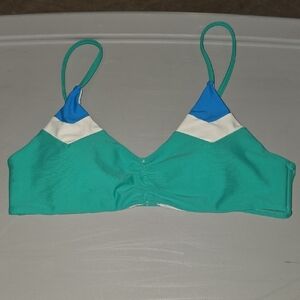 (J35) Blue and Green Bikini Top Sz M